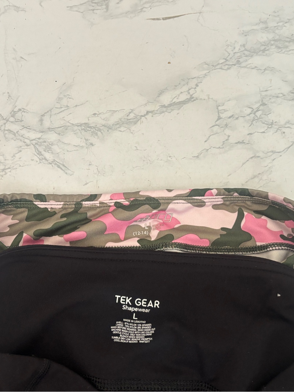 Tek Gear Shapewear BCG Women's L Leggings Lot Of 2 Black Pink Camo Pull On - Picture 8 of 8